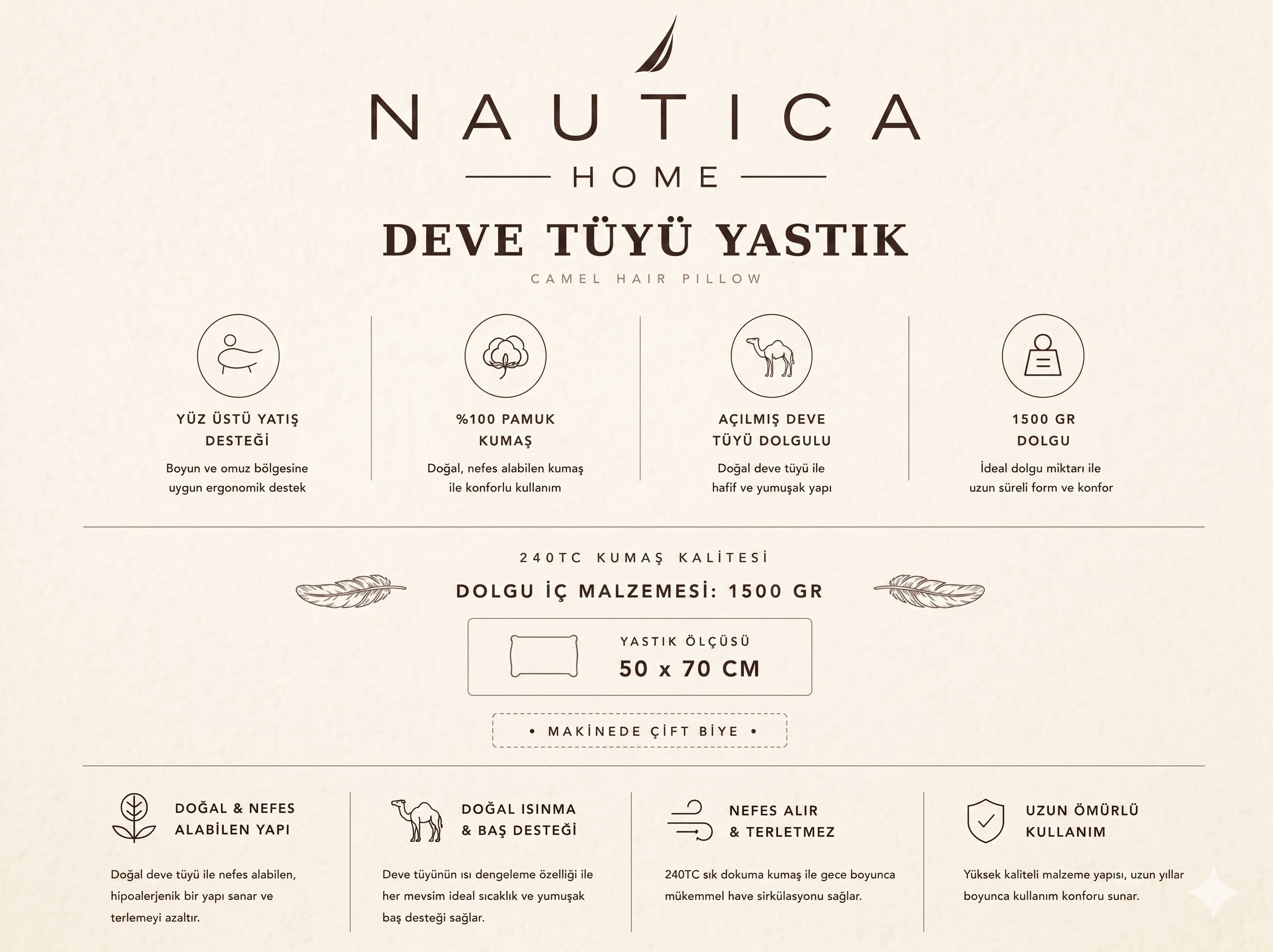 NAUTICA SEA BREEZE DEVE YÜNÜ YASTIK 50x70