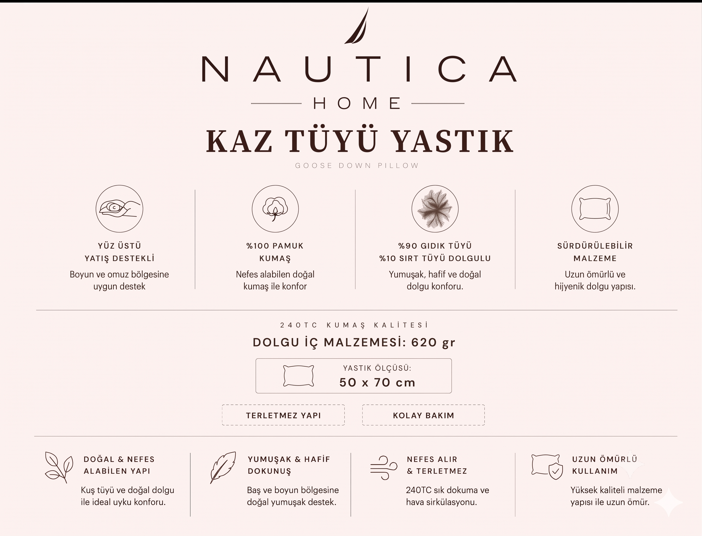 NAUTICA ARTIC KAZ TÜYÜ YASTIK 50x70