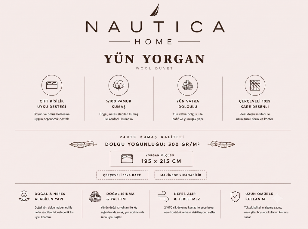 NAUTICA SEA BREEZE 100% DOĞAL YÜN YORGAN