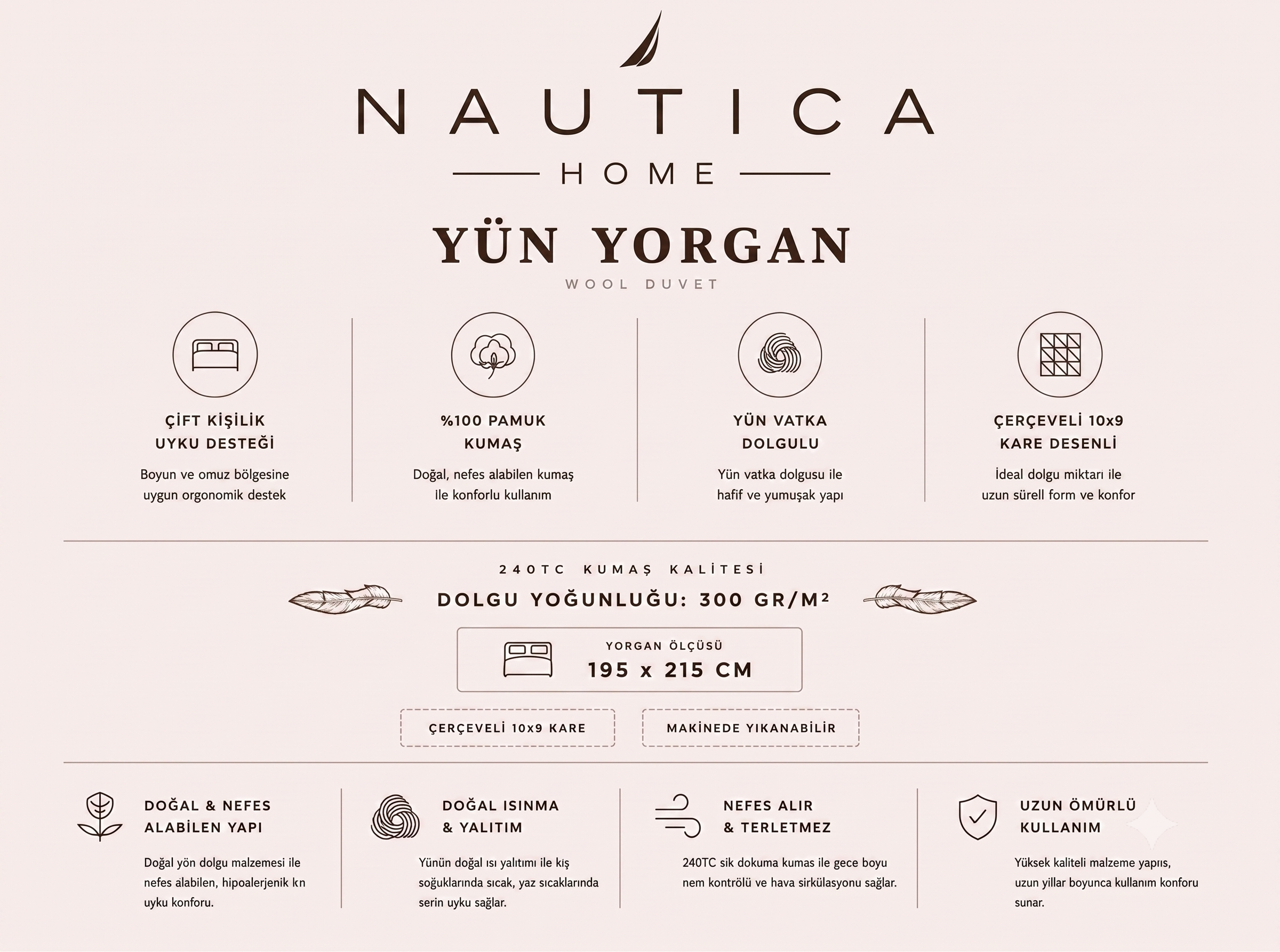 NAUTICA SEA BREEZE 100% DOĞAL YÜN YORGAN